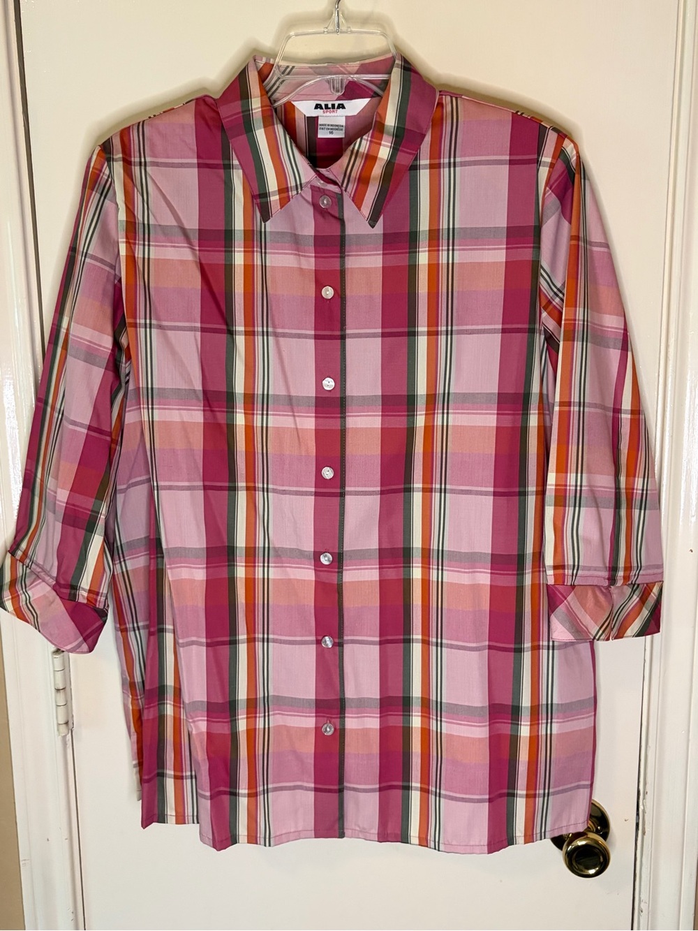 Alba Pink Multi-Color Plaid Button-Down Shirt